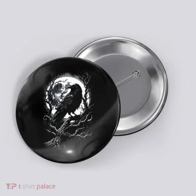 Black Crow Raven Bird Button