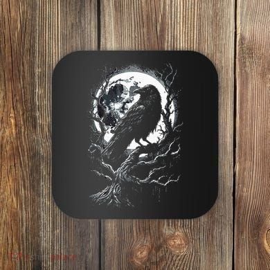 Black Crow Raven Bird Coaster