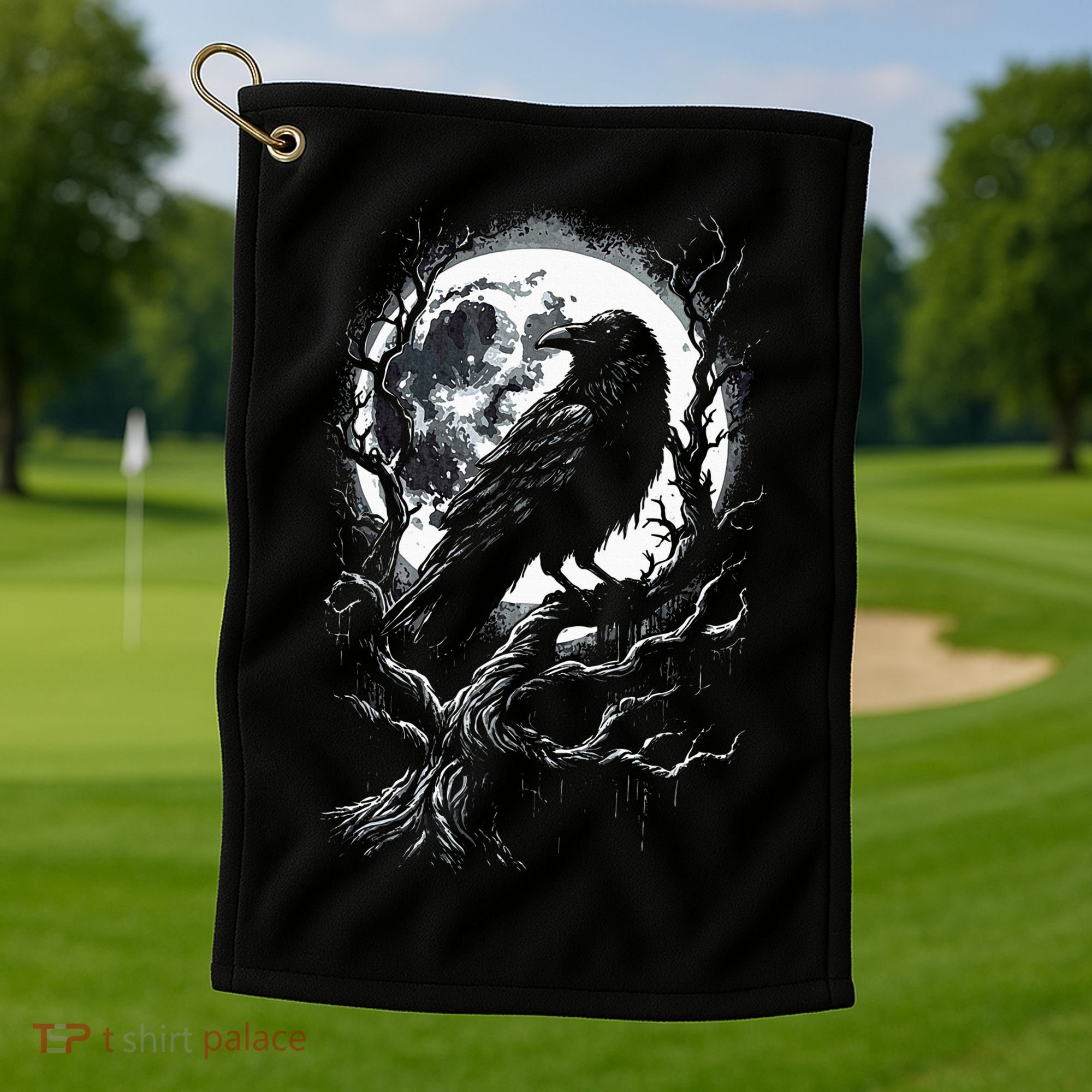 Black Crow Raven Bird Golf Towel