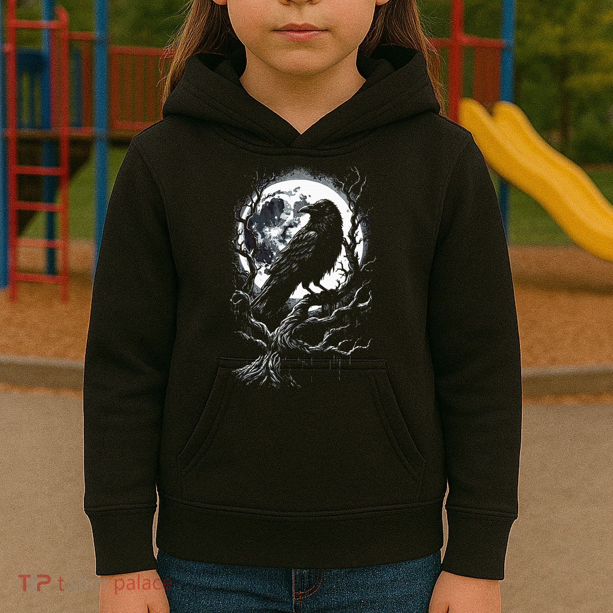 Black Crow Raven Bird Kids Hoodie