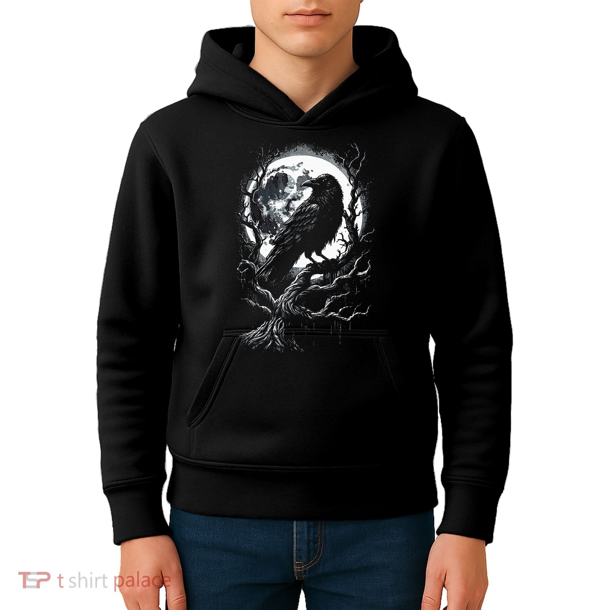 Black Crow Raven Bird Kids Hoodie