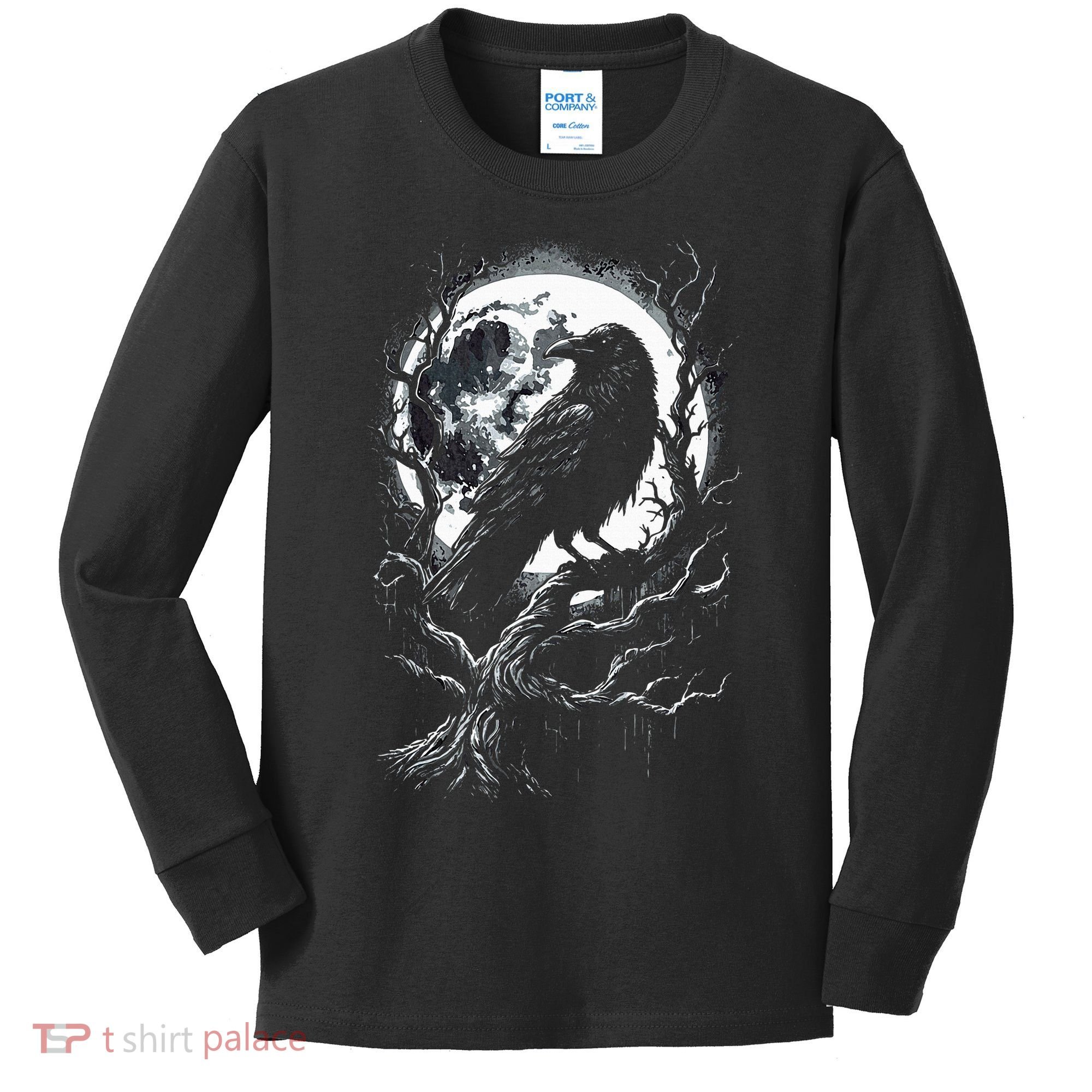 Black Crow Raven Bird Kids Long Sleeve Shirt