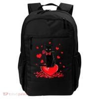 Black Cat Red Rose Valentines Day Backpack thumb 0