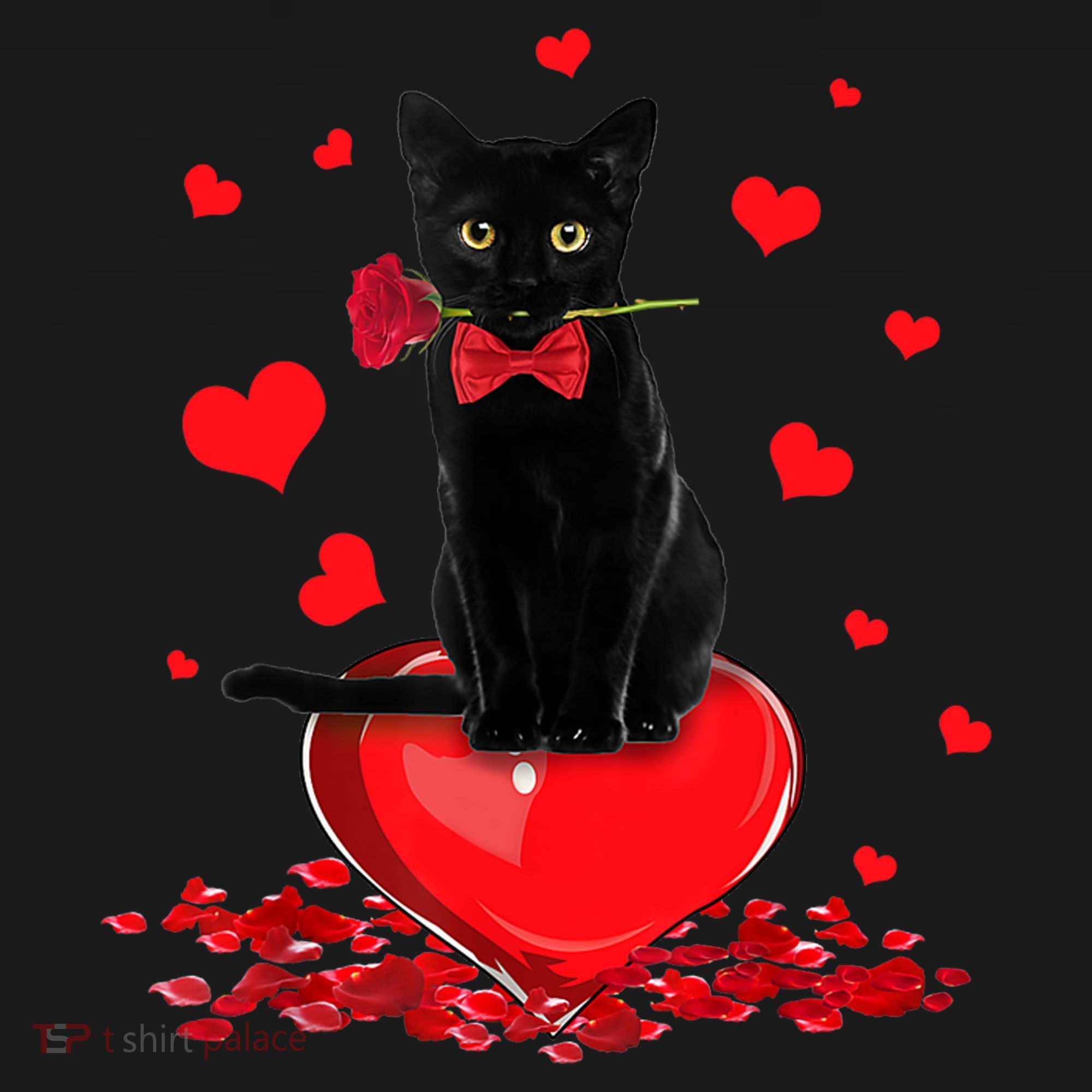 Black Cat Red Rose Valentines Day Backpack