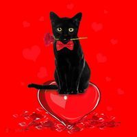 Black Cat Red Rose Valentines Day Santa Hat thumb 1