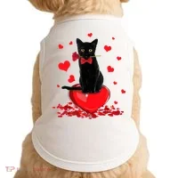 Black Cat Red Rose Valentines Day Doggie Tank thumb 0