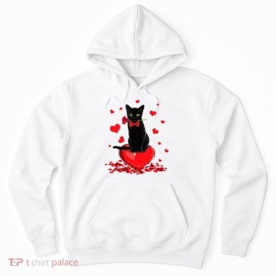 Black Cat Red Rose Valentines Day Hoodie