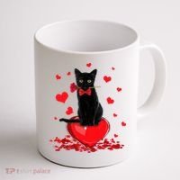 Black Cat Red Rose Valentines Day Coffee Mug thumb 1