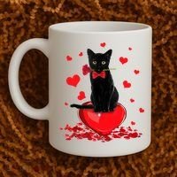 Black Cat Red Rose Valentines Day Coffee Mug thumb 2