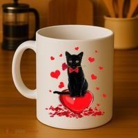 Black Cat Red Rose Valentines Day Coffee Mug thumb 4