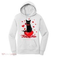 Black Cat Red Rose Valentines Day Women's Hoodie thumb 0