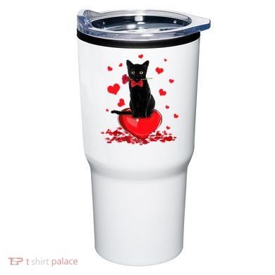 Black Cat Red Rose Valentines Day Tumbler