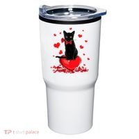 Black Cat Red Rose Valentines Day Tumbler thumb 0
