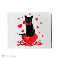 Black Cat Red Rose Valentines Day Mousepad thumb 0