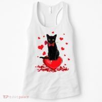 Black Cat Red Rose Valentines Day Women's Tank Top thumb 0