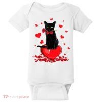 Black Cat Red Rose Valentines Day Baby Bodysuit thumb 0
