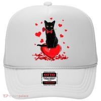 Black Cat Red Rose Valentines Day Hat thumb 0