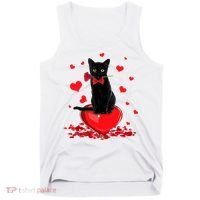 Black Cat Red Rose Valentines Day Tank Top thumb 0
