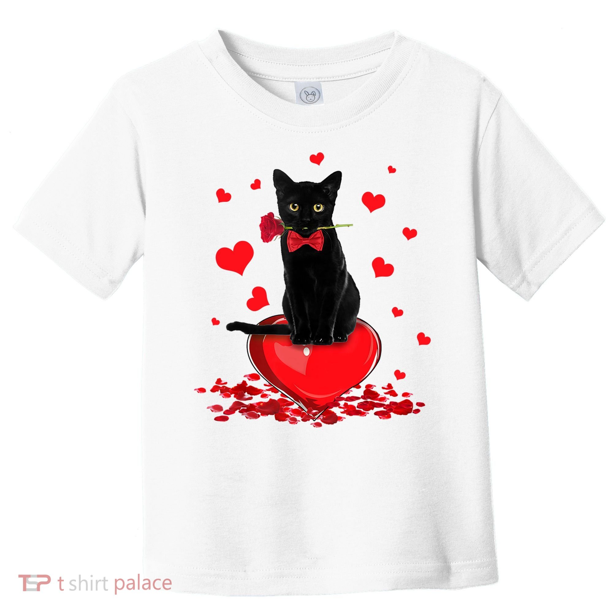 Black Cat Red Rose Valentines Day Toddler T-Shirt