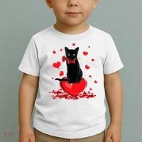 Black Cat Red Rose Valentines Day Toddler T-Shirt thumb 2