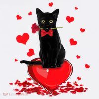 Black Cat Red Rose Valentines Day Kids Sweatshirt thumb 2