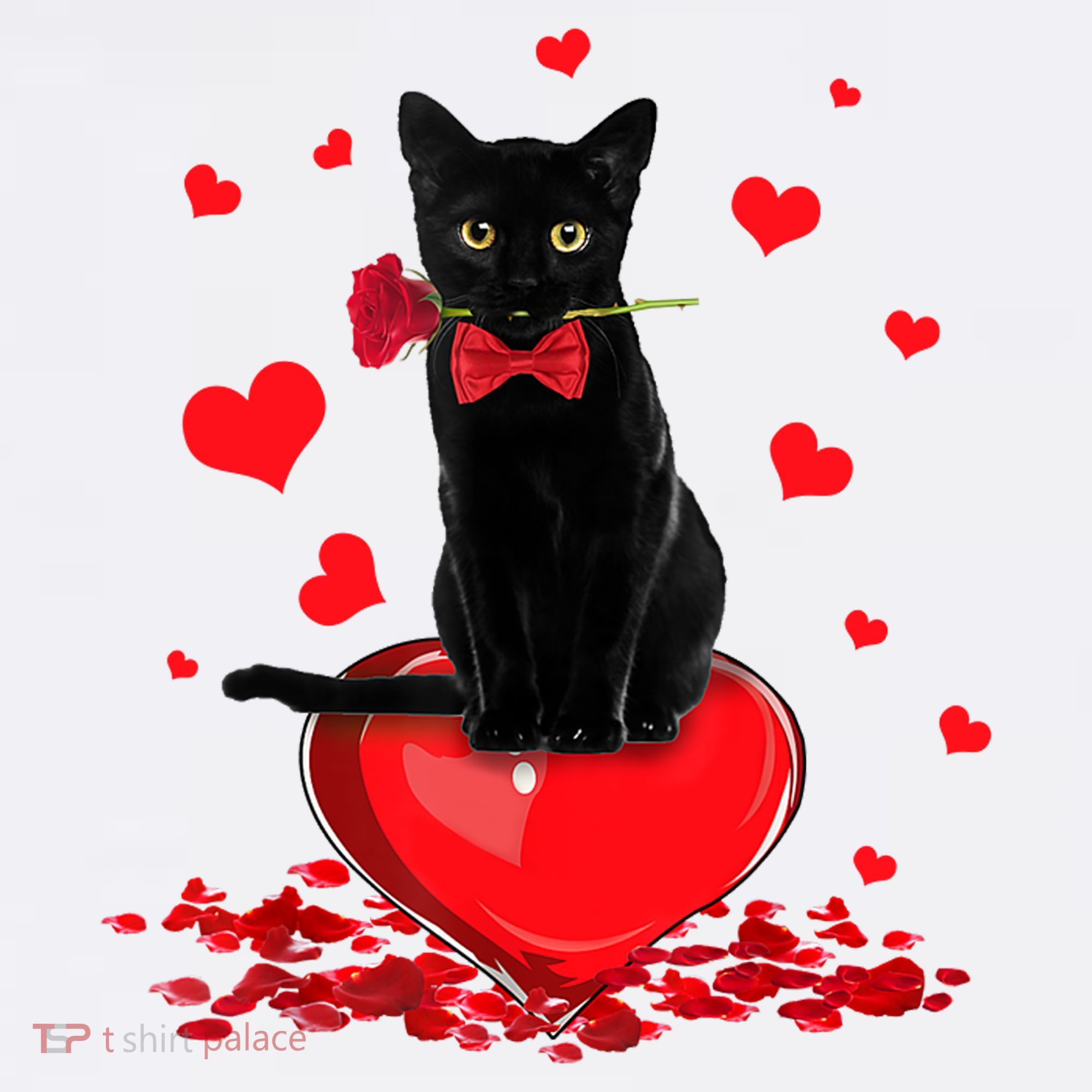 Black Cat Red Rose Valentines Day Kids Hoodie