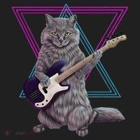Bass cat Rock kitty on a bass guitar funny player Women's Sweatshirt thumb 2
