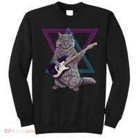 Bass cat Rock kitty on a bass guitar funny player Sweatshirt thumb 0