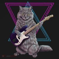 Bass cat Rock kitty on a bass guitar funny player Polo thumb 3