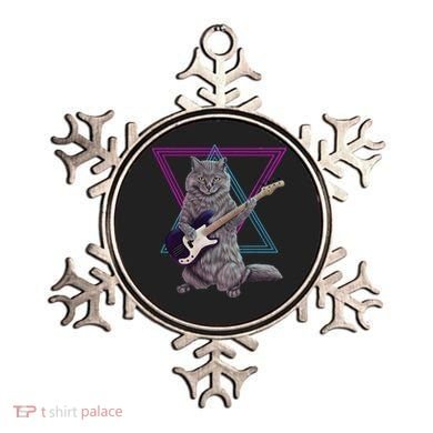 Bass cat Rock kitty on a bass guitar funny player Ornament