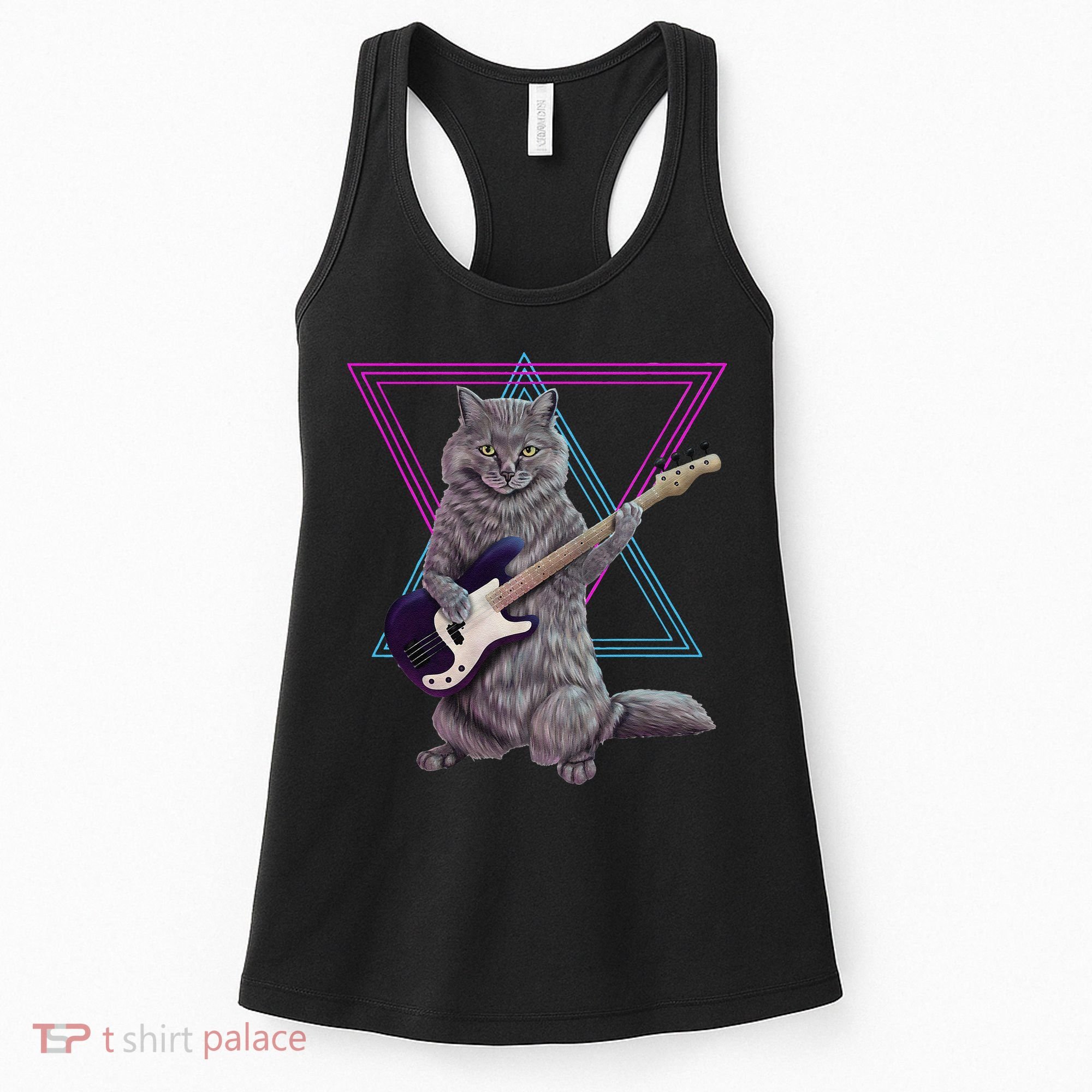 Bass cat Rock kitty on a bass guitar funny player Women's Tank Top