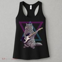 Bass cat Rock kitty on a bass guitar funny player Women's Tank Top thumb 3