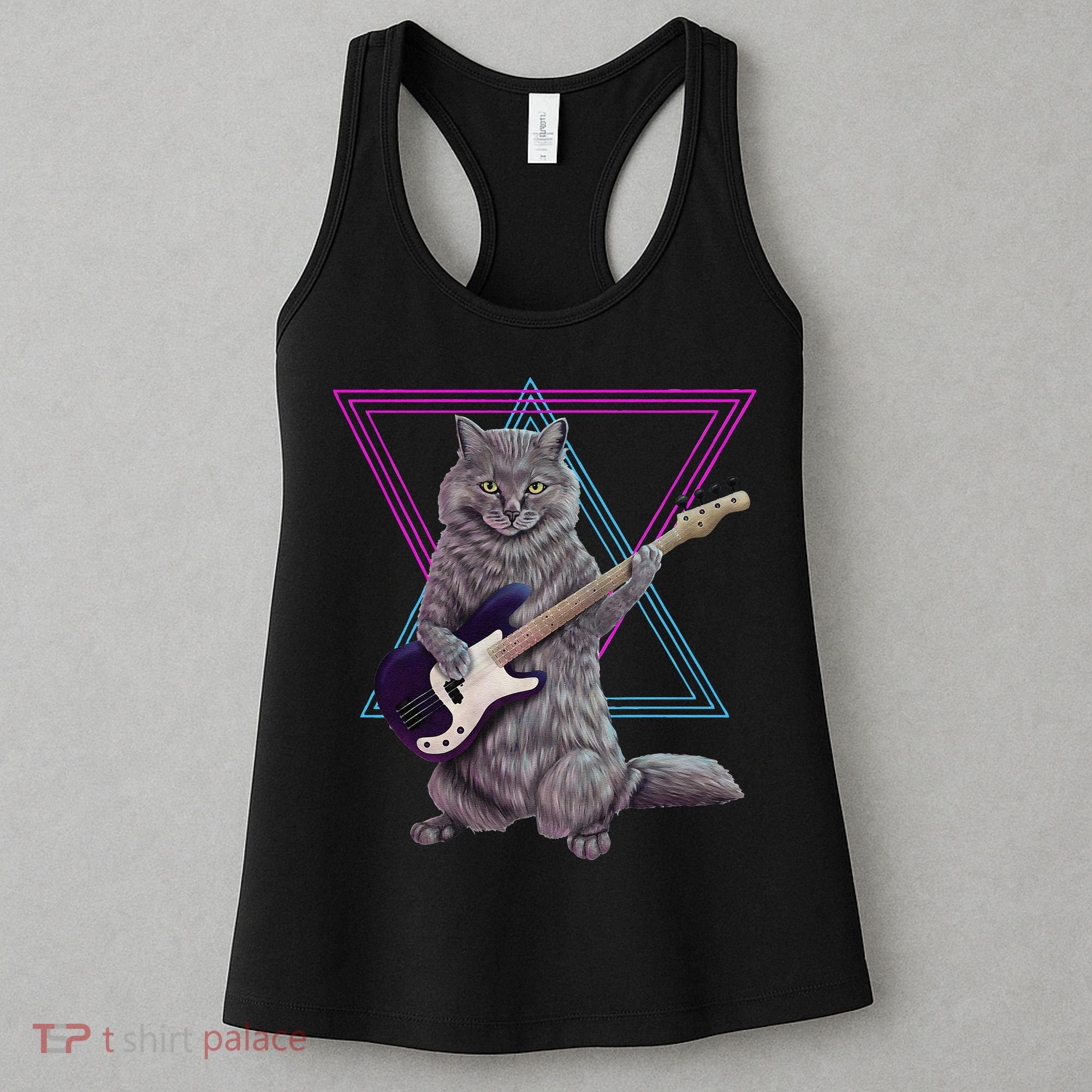 Bass cat Rock kitty on a bass guitar funny player Women's Tank Top