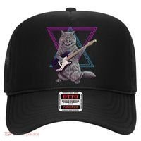 Bass cat Rock kitty on a bass guitar funny player Hat thumb 0