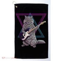 Bass cat Rock kitty on a bass guitar funny player Golf Towel thumb 0