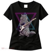 Bass cat Rock kitty on a bass guitar funny player Women's T-Shirt thumb 0