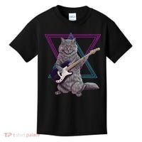 Bass cat Rock kitty on a bass guitar funny player Kids T-Shirt thumb 0