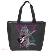 Bass cat Rock kitty on a bass guitar funny player Tote Bag thumb 0