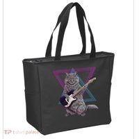 Bass cat Rock kitty on a bass guitar funny player Tote Bag thumb 2