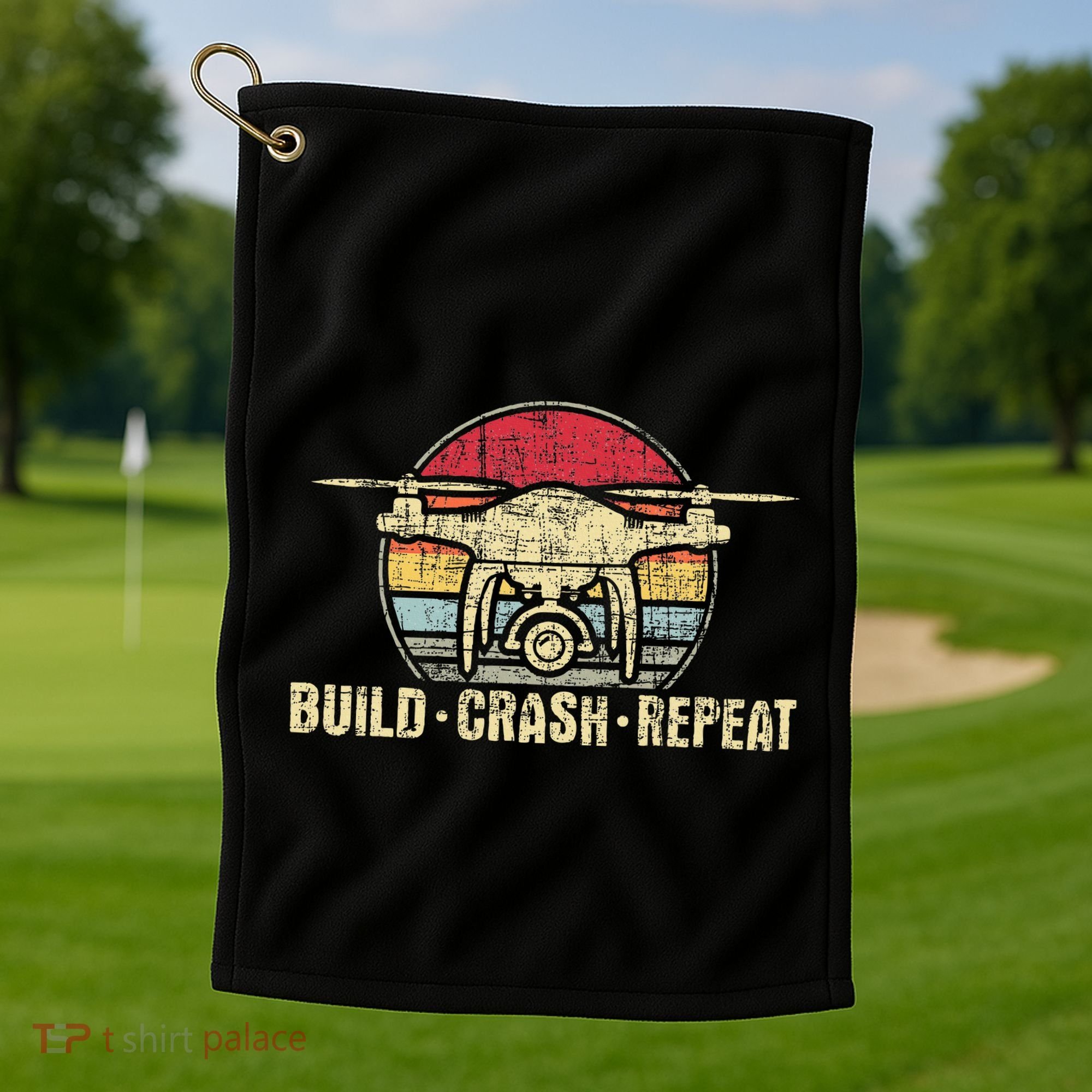 Build Crash Repeat Drone Pilot Quadcopter Faa Certified Golf Towel