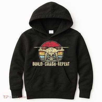 Build Crash Repeat Drone Pilot Quadcopter Faa Certified Kids Hoodie