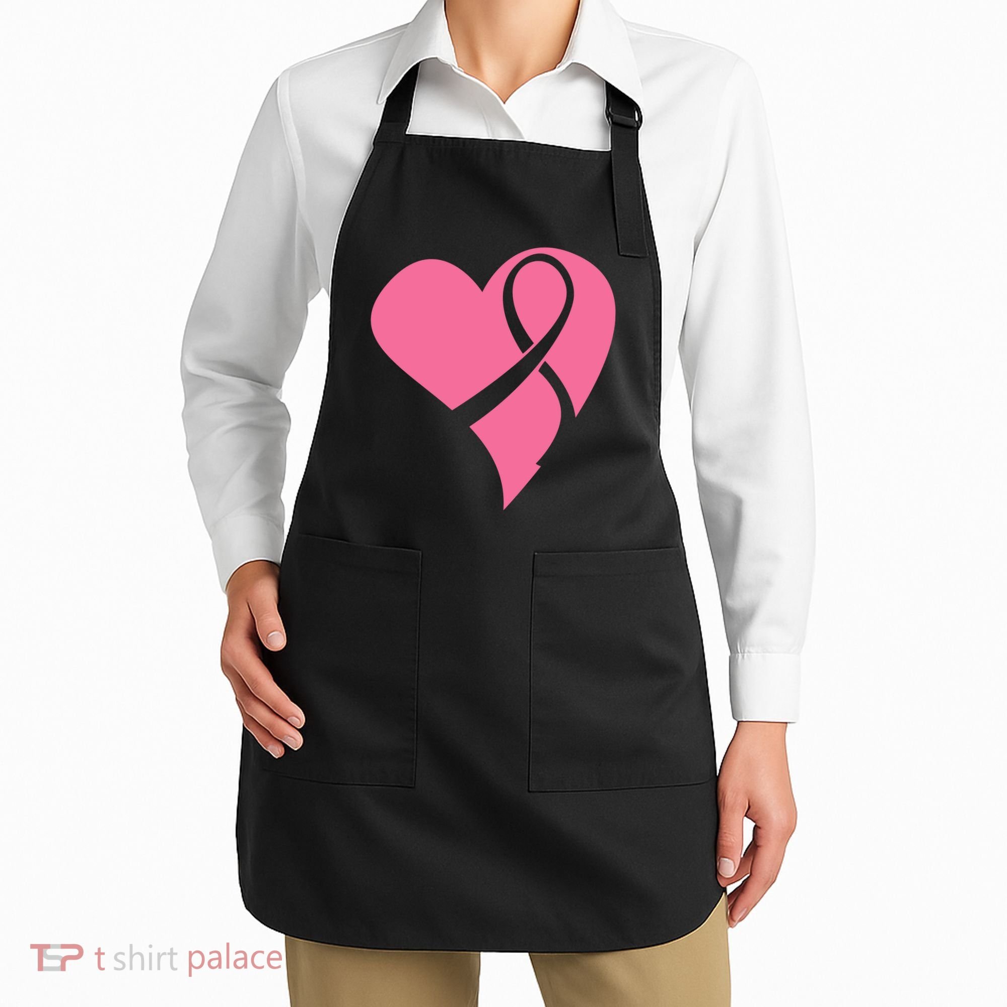 Breast Cancer Ribbon Heart Apron