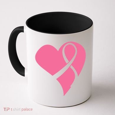 Breast Cancer Ribbon Heart Coffee Mug