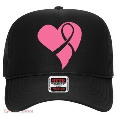 Breast Cancer Ribbon Heart Hat