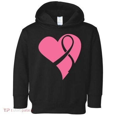 Breast Cancer Ribbon Heart Toddler Hoodie