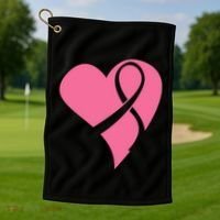 Breast Cancer Ribbon Heart Golf Towel thumb 1