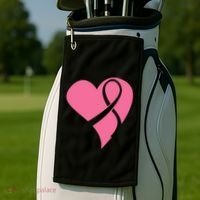 Breast Cancer Ribbon Heart Golf Towel thumb 2