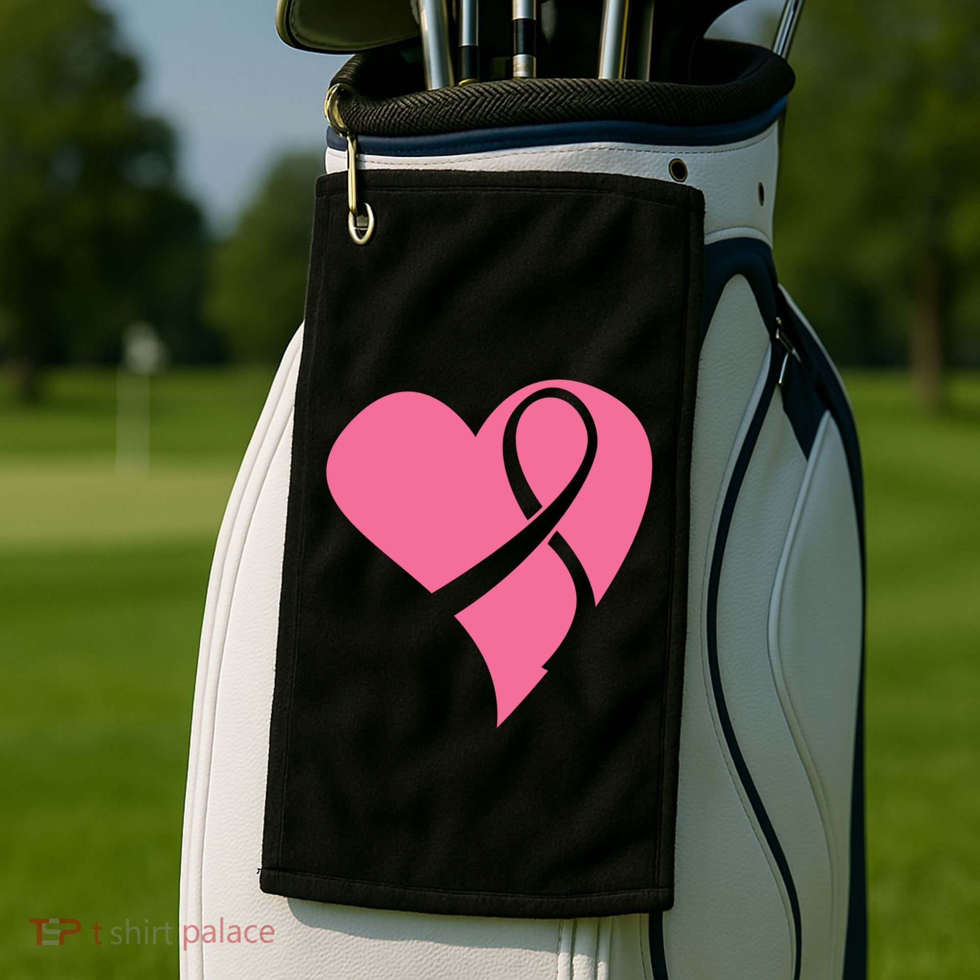 Breast Cancer Ribbon Heart Golf Towel