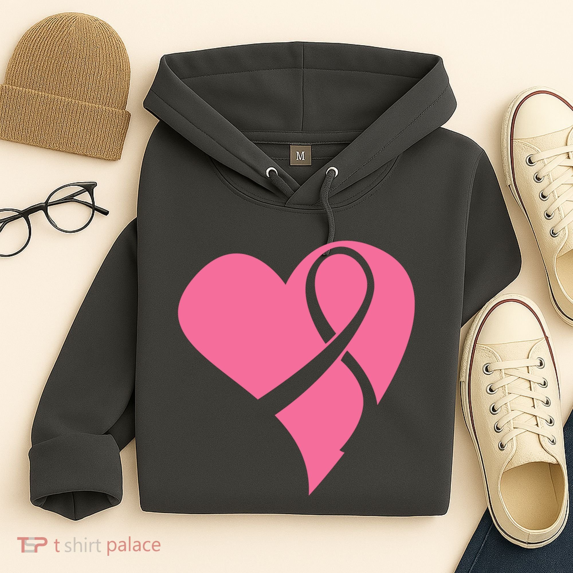 Breast Cancer Ribbon Heart Hoodie