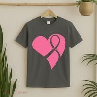 Breast Cancer Ribbon Heart T-Shirt thumb 2